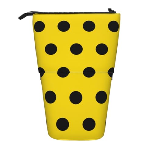 Schwarze und gelbe Tupfen, stehender Stifthalter, Schreibwarentasche, Stiftetasche, Organizer, Teleskop-Stifteetui von Tcoay