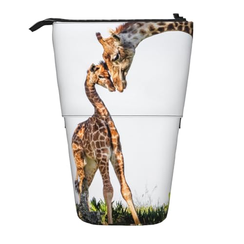 Tcoay 3D-Giraffe, Südafrika, stehender Stiftehalter, Schreibwarentasche, Stiftetasche, Organizer, Teleskop-Federmäppchen von Tcoay