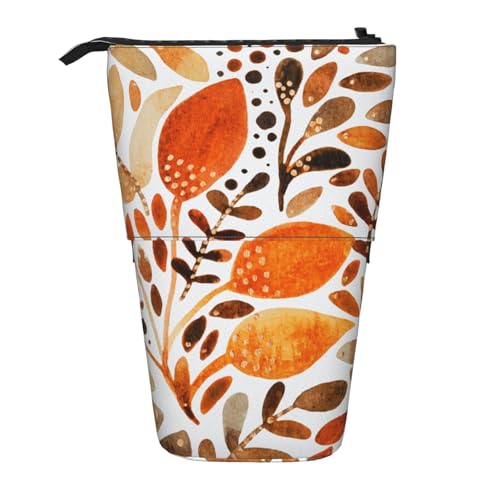 Tcoay Aquarell-Blätter im Herbst, stehender Stiftehalter, Schreibwarentasche, Bleistiftbeutel, Organizer, Teleskop-Federmäppchen von Tcoay
