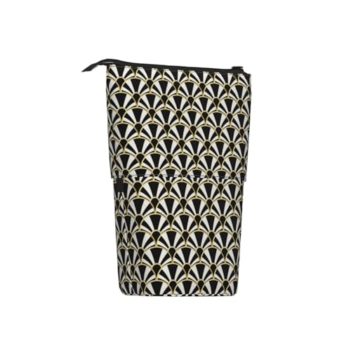 Tcoay Art Deco Fan, Stehender Stifthalter, Schreibwarentasche, Bleistiftbeutel, Organizer, Teleskop-Federmäppchen von Tcoay