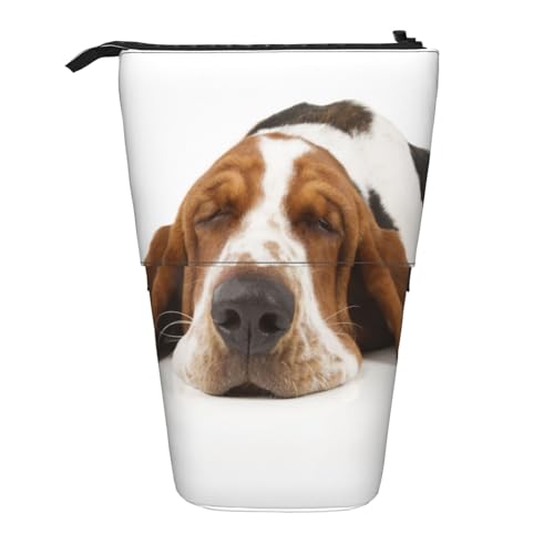 Tcoay Basset Hound isoliert, stehender Stifthalter, Schreibwarentasche, Bleistifttasche, Organizer, Teleskop-Federmäppchen von Tcoay