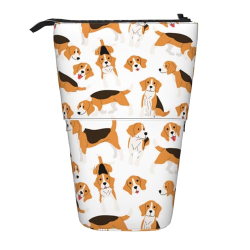 Tcoay Beagle-Hund, stehender Stiftehalter, Schreibwarentasche, Stiftetasche, Organizer, Teleskop-Federmäppchen von Tcoay