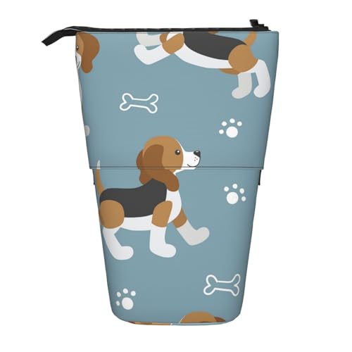 Tcoay Beagles Print Tiermuster, Stehender Stiftehalter, Schreibwarentasche, Bleistiftbeutel, Organizer, Teleskop-Federmäppchen von Tcoay