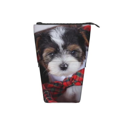 Tcoay Biewer Terrier Welpen, Stehender Stiftehalter, Schreibwarentasche, Stiftetasche, Organizer, Teleskop-Federmäppchen von Tcoay