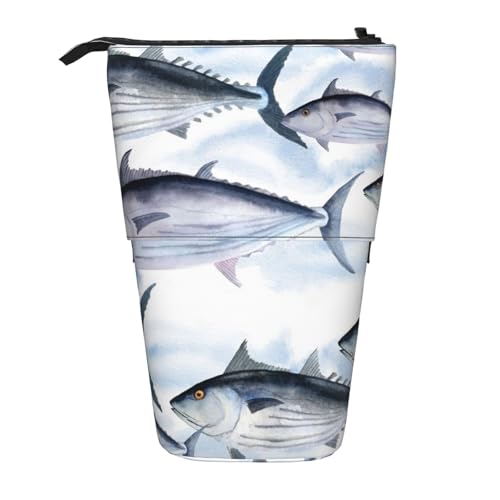 Tcoay Blauflossenthunfisch, Thunfisch, stehender Stiftehalter, Schreibwarentasche, Bleistiftbeutel, Organizer, Teleskop-Federmäppchen von Tcoay