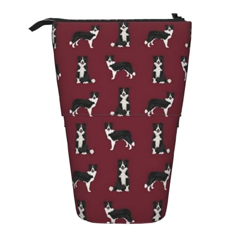 Tcoay Border Collie Hunderasse Haustierliebhaber Nähprojekte Ruby, Stehender Stiftehalter Schreibwarentasche Stiftetasche Organizer Teleskop-Federmäppchen von Tcoay