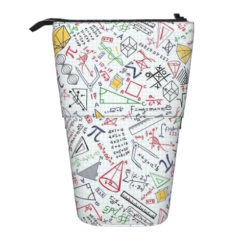 Tcoay Bunte Mathe-Kritzeleien auf Gitter, stehender Stifthalter, Schreibwarentasche, Stiftetasche, Organizer, Teleskop-Stifteetui von Tcoay
