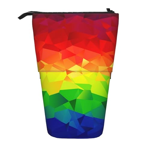 Tcoay Bunte Regenbogenkrawatte, stehender Stifthalter, Schreibwarentasche, Bleistiftbeutel, Organizer, Teleskop-Federmäppchen von Tcoay