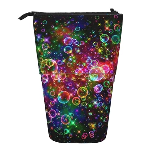 Tcoay Bunte Regenbogensterne, stehender Stifthalter, Schreibwarentasche, Bleistiftbeutel, Organizer, Teleskop-Federmäppchen von Tcoay