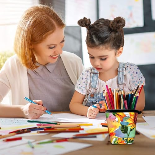 Tcoay Bunte Sonnenblume, stehender Stifthalter, Schreibwarentasche, Bleistifttasche, Organizer, Teleskop-Federmäppchen von Tcoay