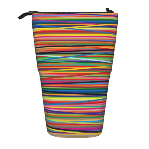 Tcoay Buntes abstraktes Streifen-Design, stehender Stifthalter, Schreibwarentasche, Stiftetasche, Organizer, Teleskop-Stifteetui von Tcoay