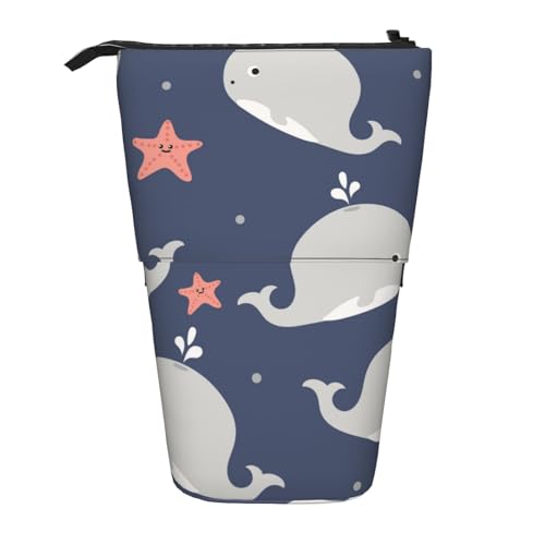 Tcoay Cartoon-Wal-Druck, stehender Stifthalter, Schreibwarentasche, Bleistiftbeutel, Organizer, Teleskop-Federmäppchen von Tcoay