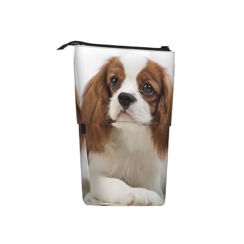 Tcoay Cavalier King Charles Spaniel, brauner Spaniel, stehender Stiftehalter, Schreibwarentasche, Stiftetasche, Organizer, Teleskop-Federmäppchen von Tcoay