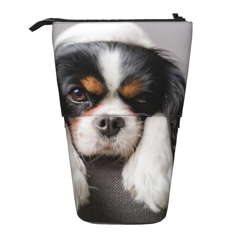 Tcoay Cavalier King Charles Spaniel Hund, Stehender Stiftehalter, Schreibwarentasche, Stiftetasche, Organizer, Teleskop-Federmäppchen von Tcoay