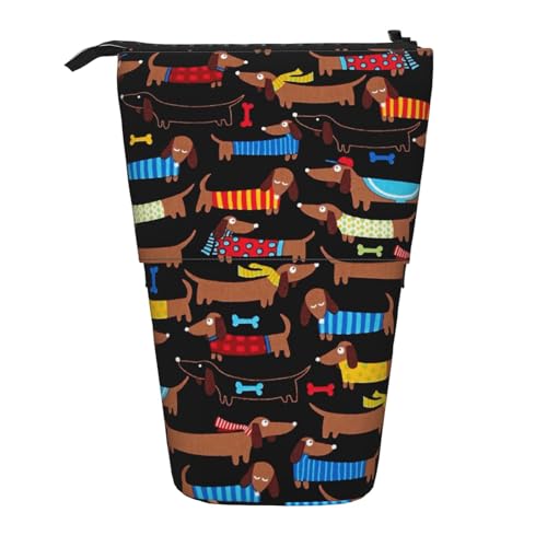 Tcoay Dackel, Stehender Stiftehalter, Schreibwarentasche, Bleistiftbeutel, Organizer, Teleskop-Federmäppchen von Tcoay