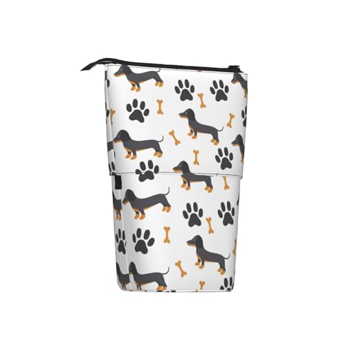 Tcoay Dackel, Stehender Stiftehalter, Schreibwarentasche, Bleistiftbeutel, Organizer, Teleskop-Federmäppchen von Tcoay