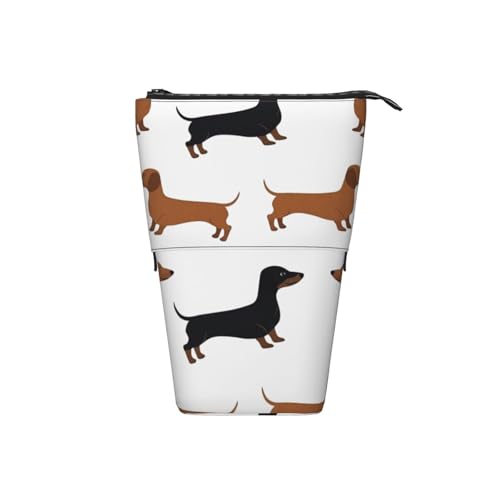 Tcoay Dackel Weiner Haustier Hunde gedruckt, stehender Stiftehalter, Schreibwarentasche, Bleistiftbeutel, Organizer, Teleskop-Federmäppchen von Tcoay