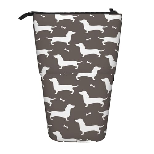 Tcoay Dackelmuster, stehender Stifthalter, Schreibwarentasche, Bleistiftbeutel, Organizer, Teleskop-Federmäppchen von Tcoay