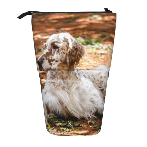 Tcoay English Setter Herbst Haustiere Hunde Englisch, Stehender Stiftehalter Schreibwarentasche Bleistiftbeutel Organizer Teleskop-Federmäppchen von Tcoay