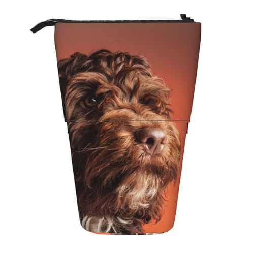 Tcoay Entzückender Cockapoo-Hund, stehender Stiftehalter, Schreibwarentasche, Stiftetasche, Organizer, Teleskop-Federmäppchen von Tcoay