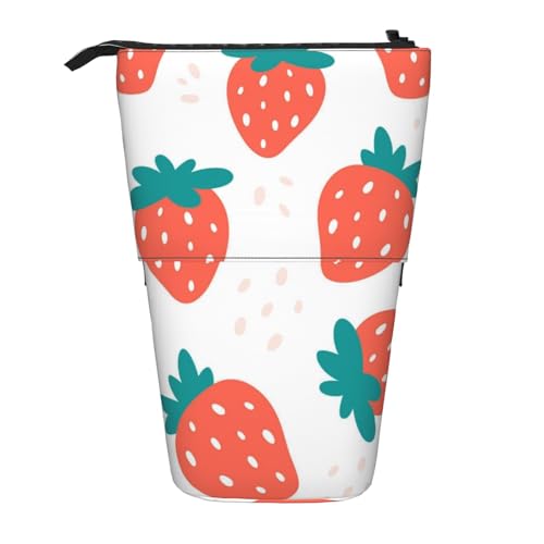 Tcoay Erdbeere, Stehender Stiftehalter, Schreibwarentasche, Bleistiftbeutel, Organizer, Teleskop-Federmäppchen von Tcoay