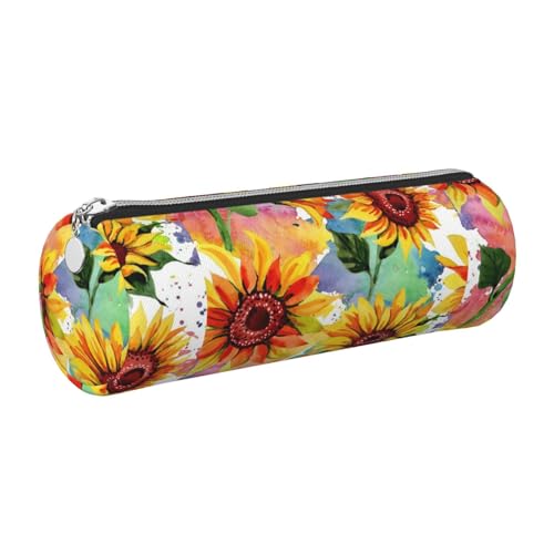 Tcoay Federmäppchen, Kosmetiktasche aus Leder, tragbares Federmäppchen mit silbernem Reißverschluss,Bunte Sonnenblume Tcoay Federmäppchen, Kosmetiktasche aus Leder, tragbares Federmäppchen mit silbernem Reißverschluss,Bunte Sonnenblume von Tcoay