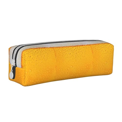 Federmäppchen, tragbar, zylindrisch, mit Reißverschluss, Kosmetiktasche aus Leder,Bier von Tcoay