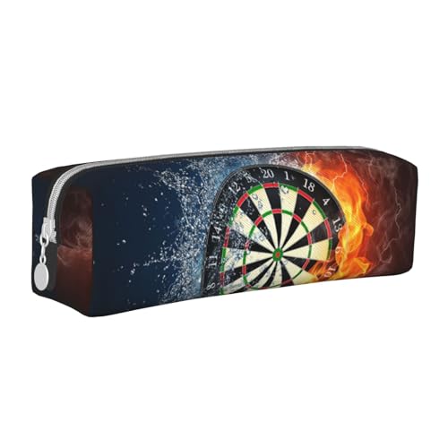 Federmäppchen, tragbar, zylindrisch, mit Reißverschluss, Kosmetiktasche aus Leder,Dartscheibe Bedruckt von Tcoay
