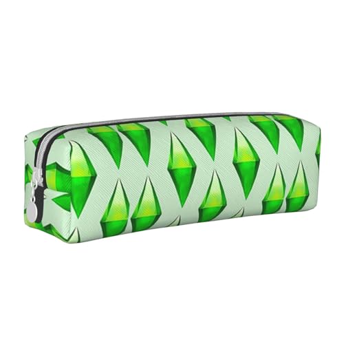 Federmäppchen, tragbar, zylindrisch, mit Reißverschluss, Kosmetiktasche aus Leder,Die Sims Plumbob von Tcoay