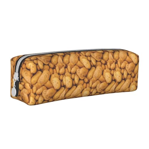 Federmäppchen, tragbar, zylindrisch, mit Reißverschluss, Kosmetiktasche aus Leder,Einen Kartoffelmaleffekt erzielen von Tcoay