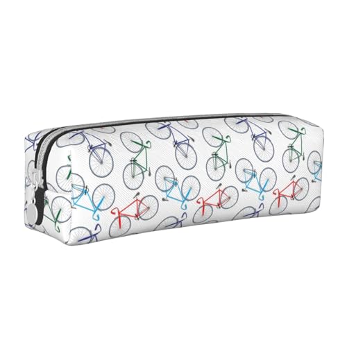 Federmäppchen, tragbar, zylindrisch, mit Reißverschluss, Kosmetiktasche aus Leder,Fahrrad von Tcoay