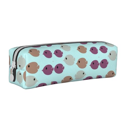 Federmäppchen, tragbar, zylindrisch, mit Reißverschluss, Kosmetiktasche aus Leder,Fisch von Tcoay