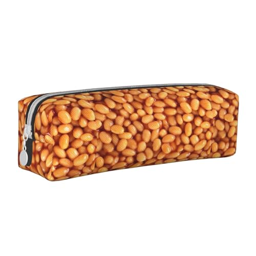 Federmäppchen, tragbar, zylindrisch, mit Reißverschluss, Kosmetiktasche aus Leder,Gebackene Bohnen von Tcoay