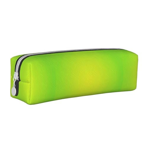 Federmäppchen, tragbar, zylindrisch, mit Reißverschluss, Kosmetiktasche aus Leder,Limettengrün von Tcoay