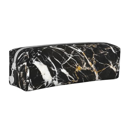 Federmäppchen, tragbar, zylindrisch, mit Reißverschluss, Kosmetiktasche aus Leder,Marmor ausgestattet von Tcoay