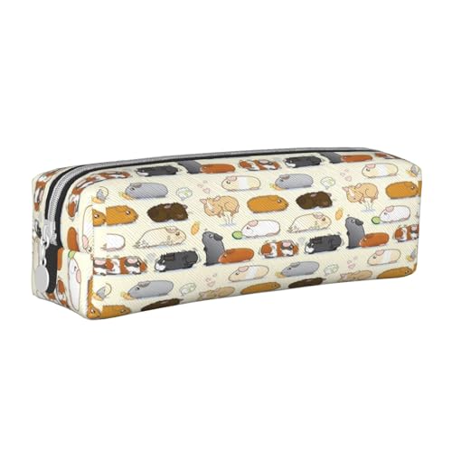 Federmäppchen, tragbar, zylindrisch, mit Reißverschluss, Kosmetiktasche aus Leder,Meerschweinchenparade von Tcoay