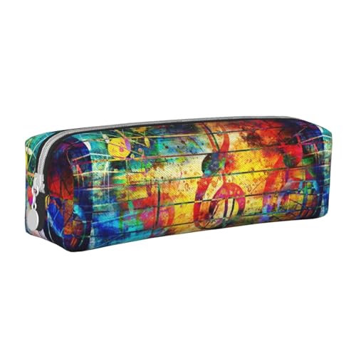 Federmäppchen, tragbar, zylindrisch, mit Reißverschluss, Kosmetiktasche aus Leder,Musik von Tcoay