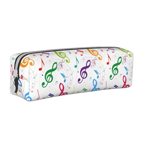 Federmäppchen, tragbar, zylindrisch, mit Reißverschluss, Kosmetiktasche aus Leder,Musikfarbe von Tcoay