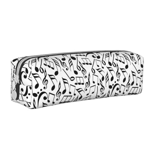 Federmäppchen, tragbar, zylindrisch, mit Reißverschluss, Kosmetiktasche aus Leder,Musiknoten mit Notenschlüssel von Tcoay