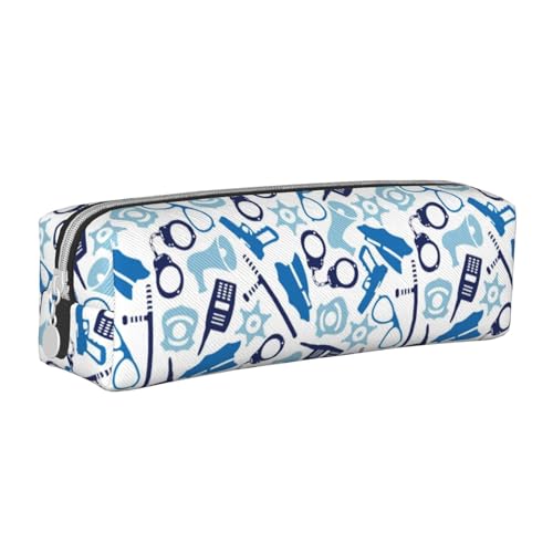 Federmäppchen, tragbar, zylindrisch, mit Reißverschluss, Kosmetiktasche aus Leder,Polizeiausrüstung von Tcoay