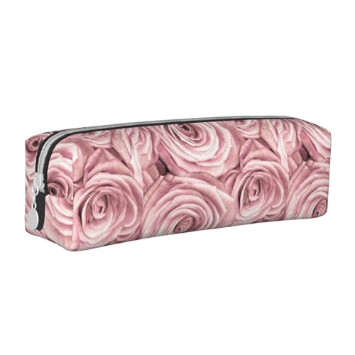 Federmäppchen, tragbar, zylindrisch, mit Reißverschluss, Kosmetiktasche aus Leder,Rosa von Tcoay