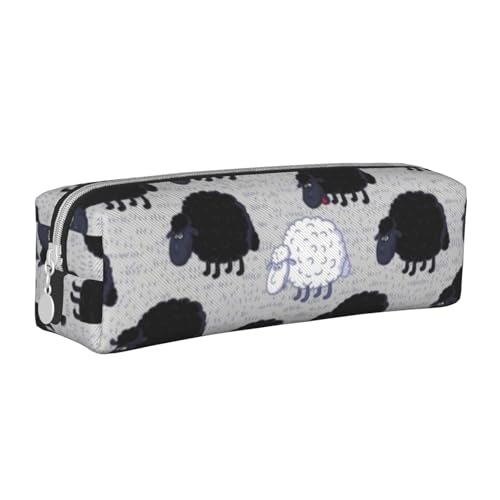 Federmäppchen, tragbar, zylindrisch, mit Reißverschluss, Kosmetiktasche aus Leder,Schaf von Tcoay