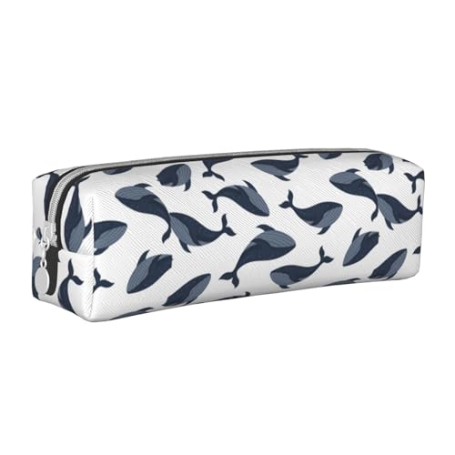 Federmäppchen, tragbar, zylindrisch, mit Reißverschluss, Kosmetiktasche aus Leder,Wal von Tcoay