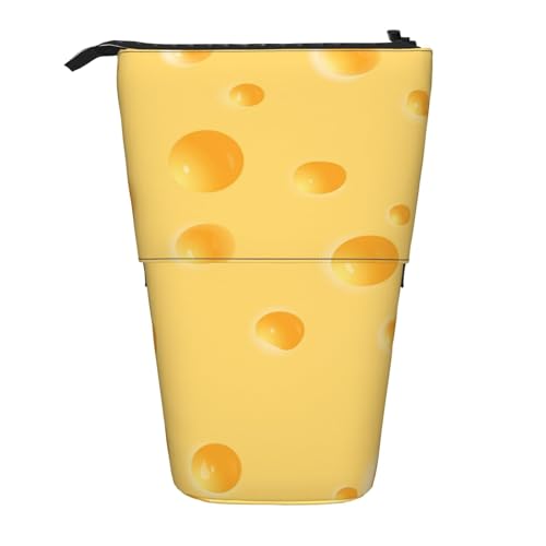 Tcoay Gelbes Käsemuster, stehender Stiftehalter, Schreibwarentasche, Bleistifttasche, Organizer, Teleskop-Federmäppchen von Tcoay
