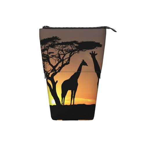 Tcoay Giraffen-Tapeten, stehender Stiftehalter, Schreibwarentasche, Bleistiftbeutel, Organizer, Teleskop-Federmäppchen von Tcoay