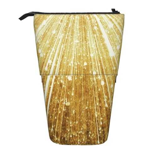 Tcoay Gold Bling Printed, Stehender Stiftehalter Schreibwarentasche Bleistiftbeutel Organizer Teleskop-Federmäppchen von Tcoay