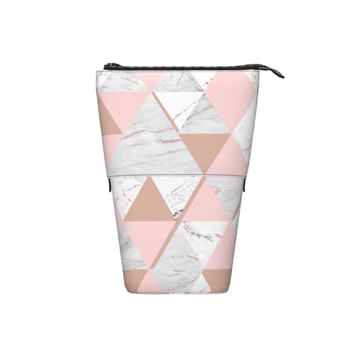 Tcoay Grau und Rosa Roségold Marmor Diamant, Stehender Stiftehalter Schreibwarentasche Stiftetasche Organizer Teleskop-Stifteetui von Tcoay