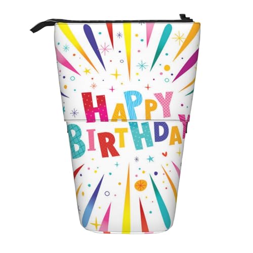 Tcoay Happy Birthday, Stehender Stiftehalter, Schreibwarentasche, Bleistiftbeutel, Organizer, Teleskop-Federmäppchen von Tcoay