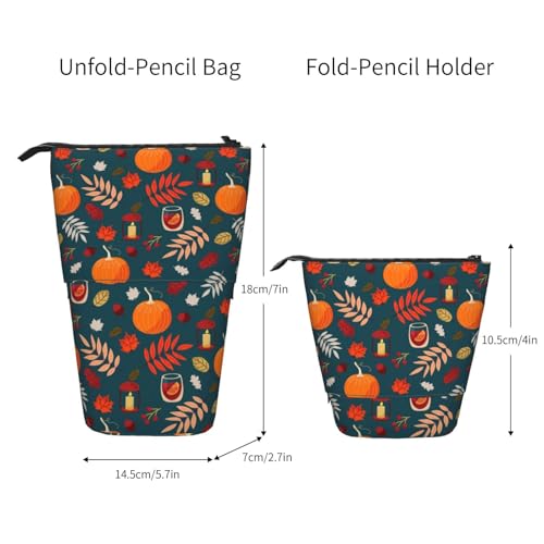 Tcoay Happy Thanksgiving Kürbis, Stehender Stiftehalter, Schreibwarentasche, Stiftetasche, Organizer, Teleskop-Stifteetui von Tcoay