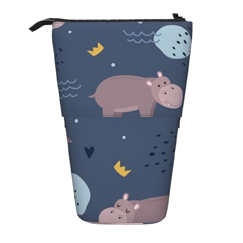 Tcoay Hippo Animal, Stehender Stifthalter, Schreibwarentasche, Bleistiftbeutel, Organizer, Teleskop-Federmäppchen von Tcoay